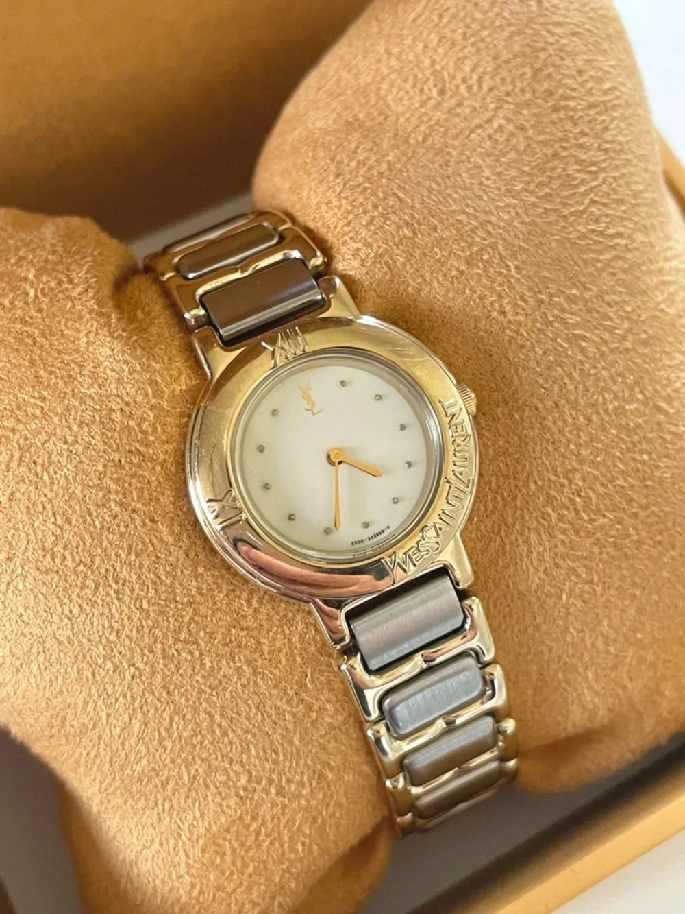 Yves Saint Laurent Two-Tone Gold and Silver Women's Bracelet Watch - Picture 10 of 17